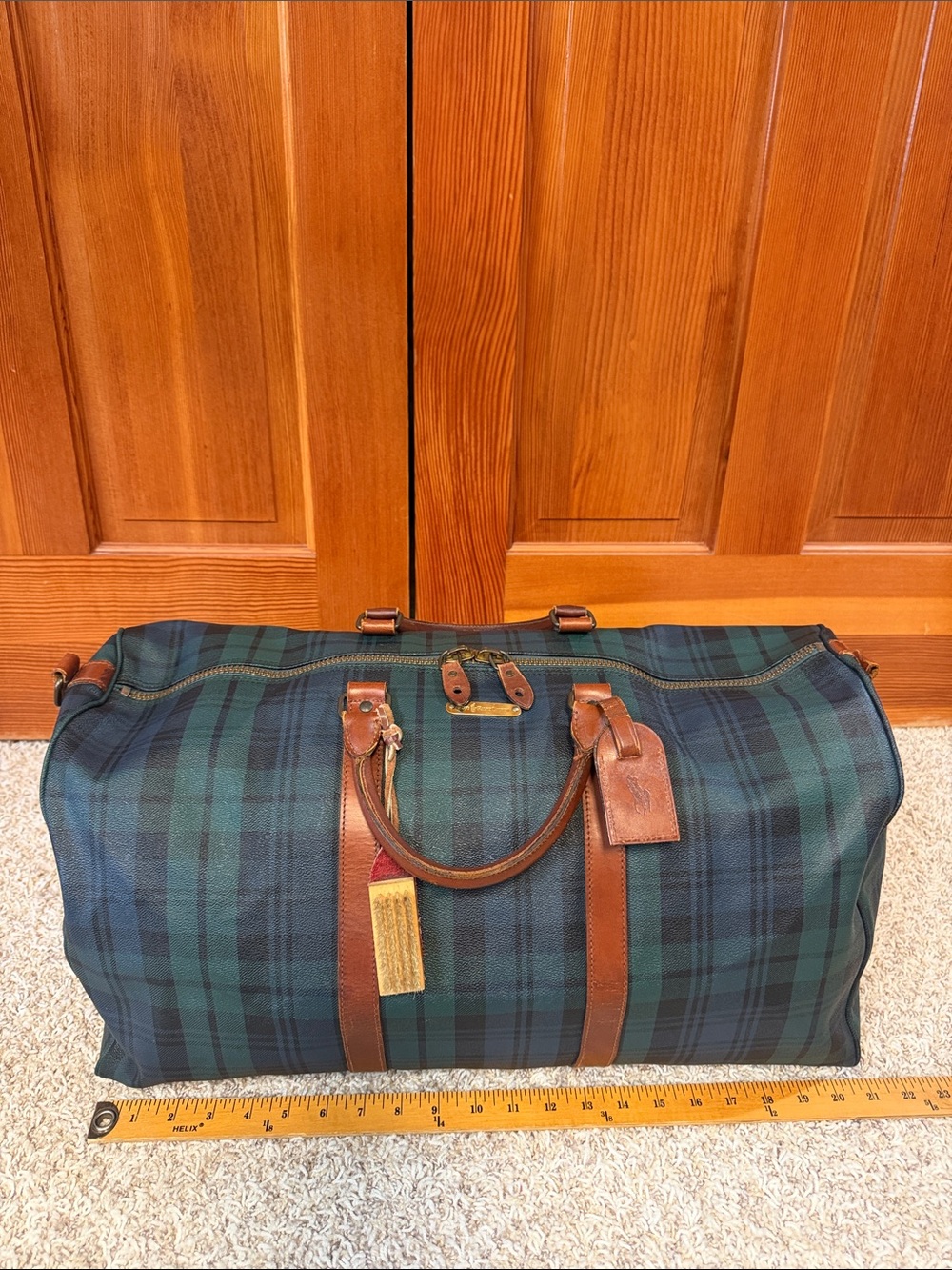 Vintage Rare Polo Ralph Lauren Blackwatch Plaid 3-Piece Luggage Travel Set - Picture 9 of 15